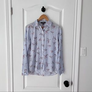 Pink Bird Blue Stripe Blouse